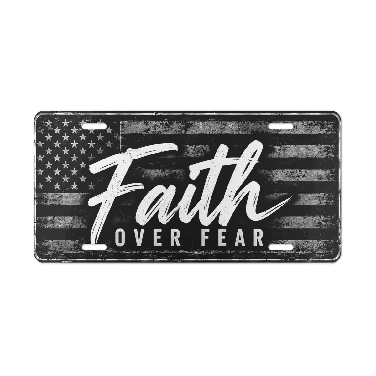 Faith Over Fear Christian Vanity Plate – Distressed Flag