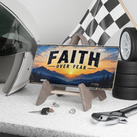 Faith Over Fear Christian Vanity Plate – Sunrise Mountains