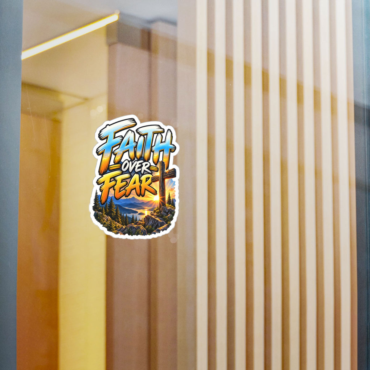 Faith Over Fear – Mountain Cross Christian Vinyl Sticker