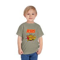 Toddler Tee - "Jesus Is My Superhero" Comic-Style Christian Shirt