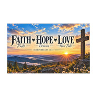 Faith Hope Love – Mountain Cross Christian Car Magnet