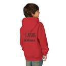 Youth Hoodie — "Jesus Has My Back" Christian Heart Cross Sweatshirt