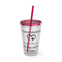 Faith Hope Love Water Tumbler - Christian Gifts for Women Men - Faith Based Gifts
