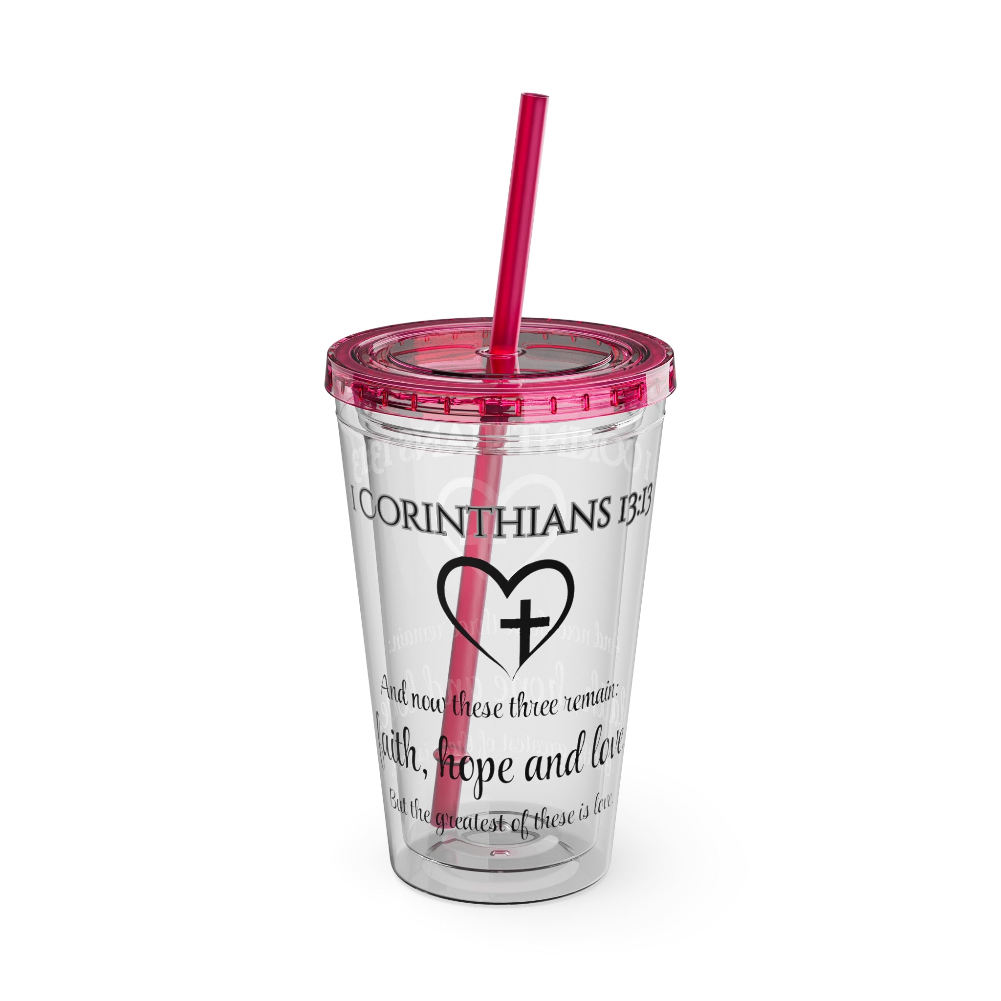 Faith Hope Love Water Tumbler - Christian Gifts for Women Men - Faith Based Gifts