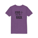 Back design - Youth Tee - "Jesus Has My Back" Cross Christian Graphic Shirt
