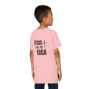 Back design - Youth Tee - "Jesus Has My Back" Cross Christian Graphic Shirt