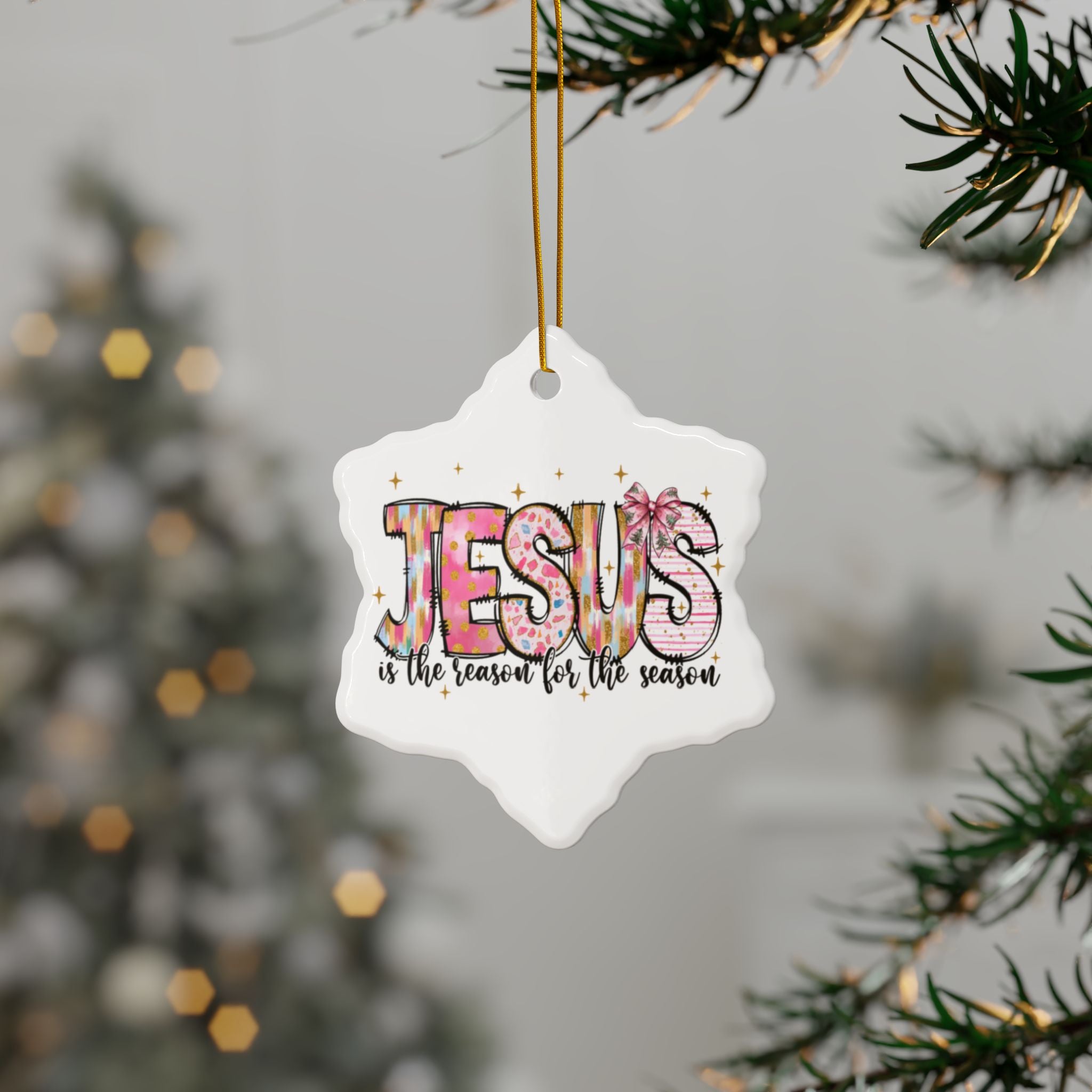 Ceramic Ornament — "Jesus Is The Reason For The Season" Nativity Christmas Tree Decoration