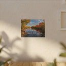 He Leads Me Beside Still Waters Matte Canvas Wall Art — Psalm 23:2 Autumn River Religious Decor