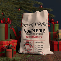 (Personalized) North Pole 'Reindeer Express' Christmas Gift Bag