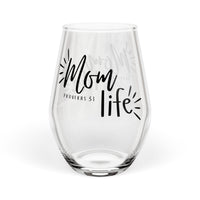 Mom Life Stemless Wine Glass - 11.75oz