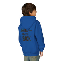 Youth Hoodie - "Jesus Has My Back" Cross Faith Graphic
