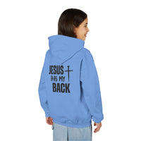 Youth Hoodie - "Jesus Has My Back" Cross Faith Graphic