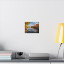 He Leads Me Beside Still Waters Matte Canvas Wall Art — Psalm 23:2 Autumn River Religious Decor