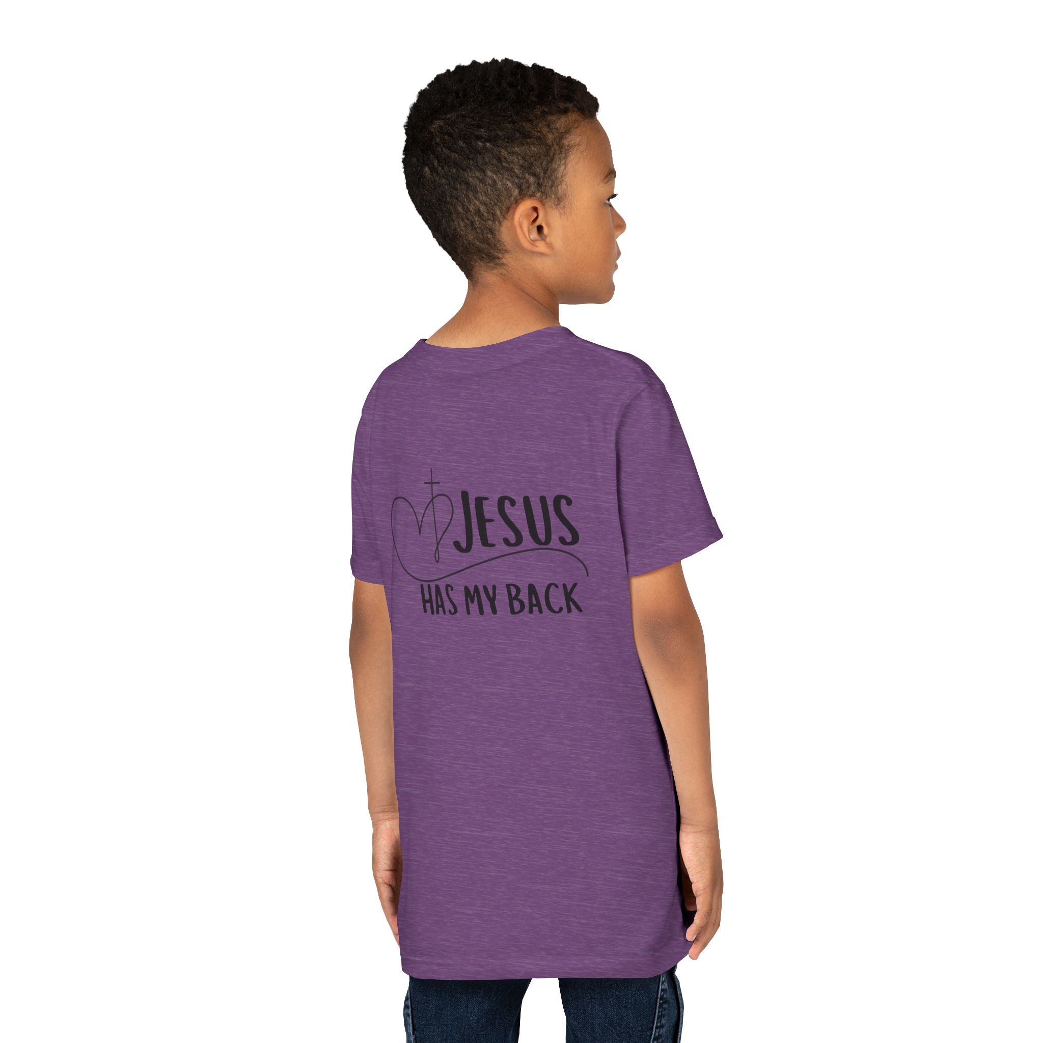 Back design - Youth Tee - "Jesus Has My Back" Christian Faith Shirt