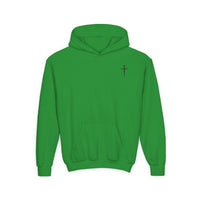 Youth Hoodie - "Jesus Has My Back" Cross Faith Graphic