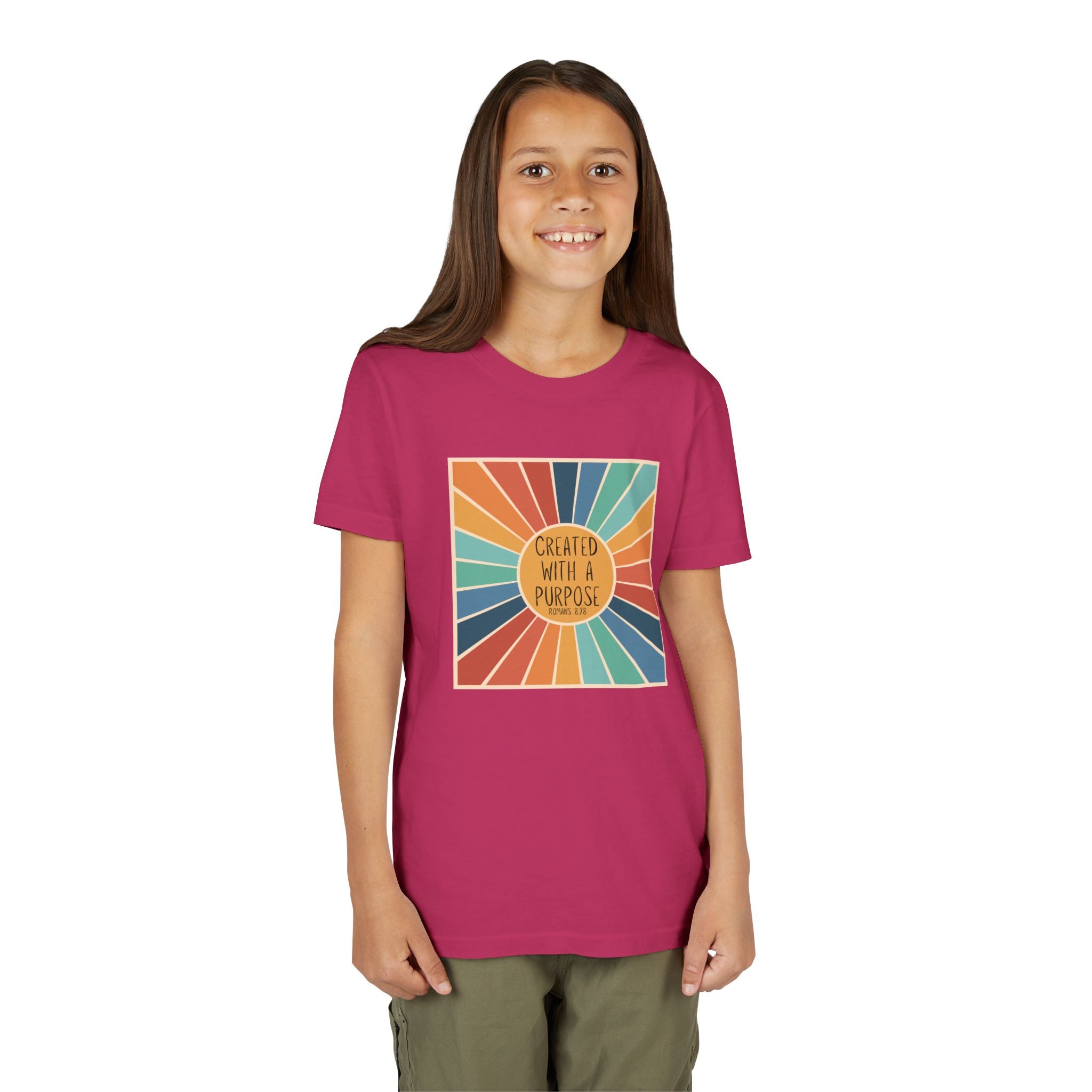 Youth Tee — 'Created With A Purpose' Retro Sunburst Kids T-Shirt