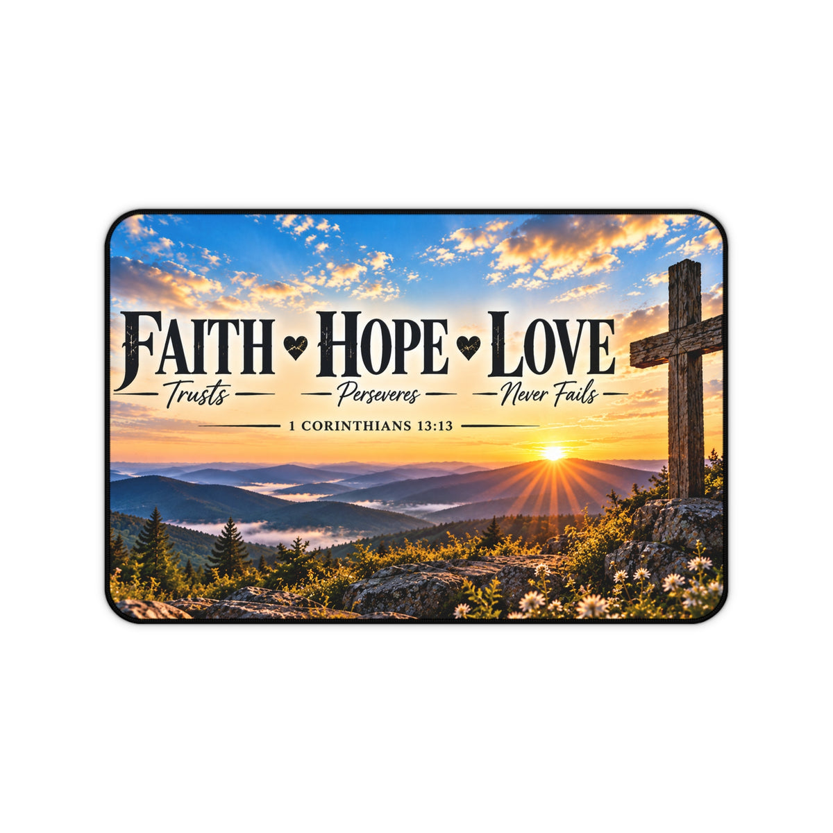 Faith Hope Love Christian Desk Mat