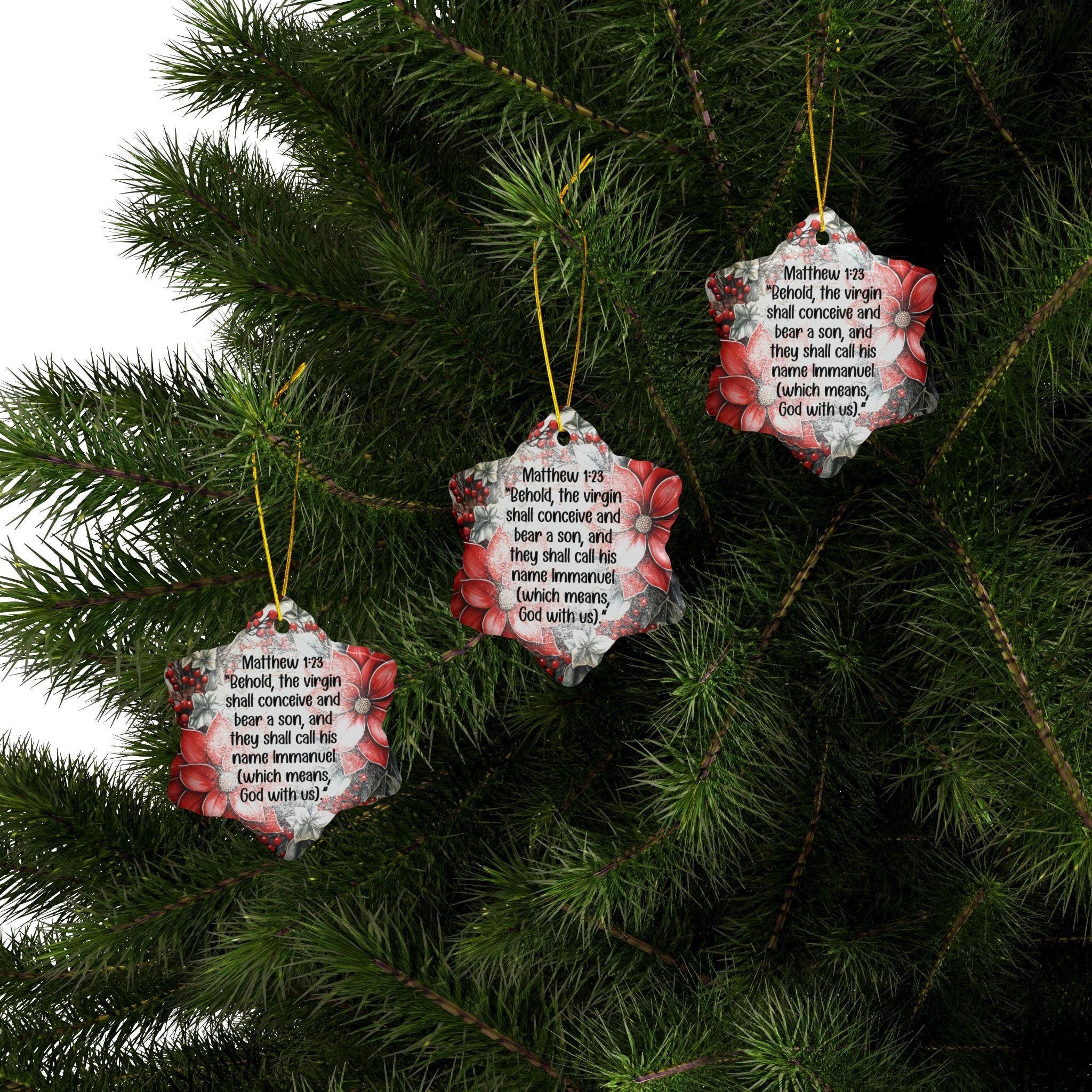 Ceramic Ornament — "They Shall Call His Name Emmanuel" Nativity Christmas Tree Decoration