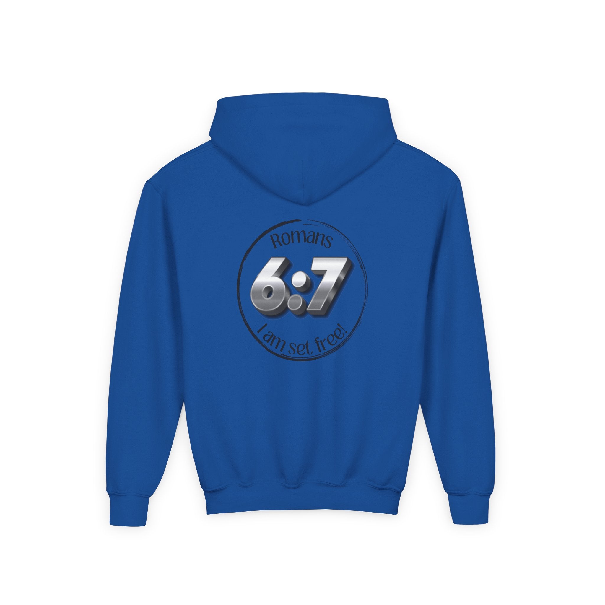 Youth Hoodie - Romans 6:7 'I Am Set Free' Christian Cross Sweatshirt Christian Hoodie for Boys