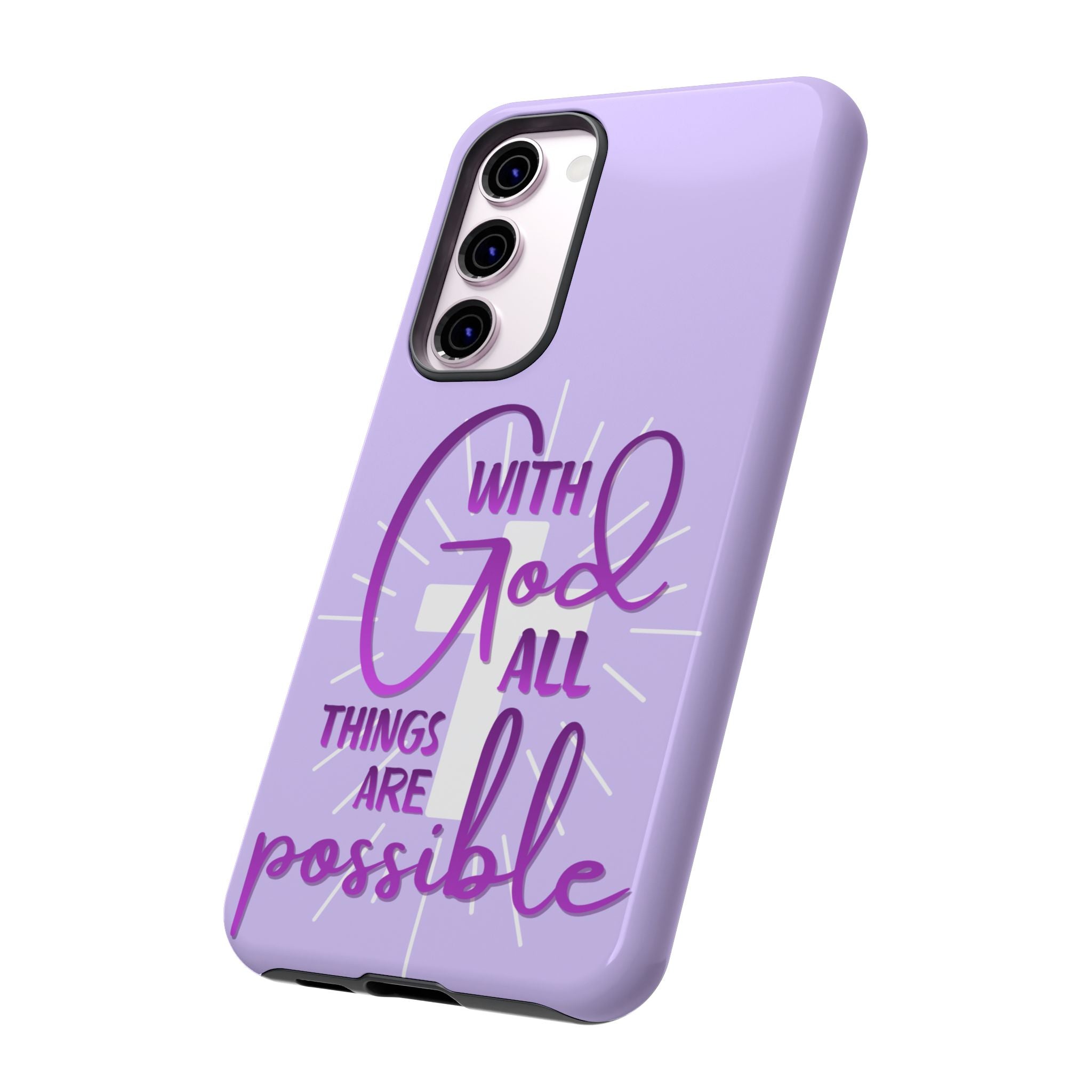 Samsung - "With God All Things Are Possible" Inspirational Purple Tough Case