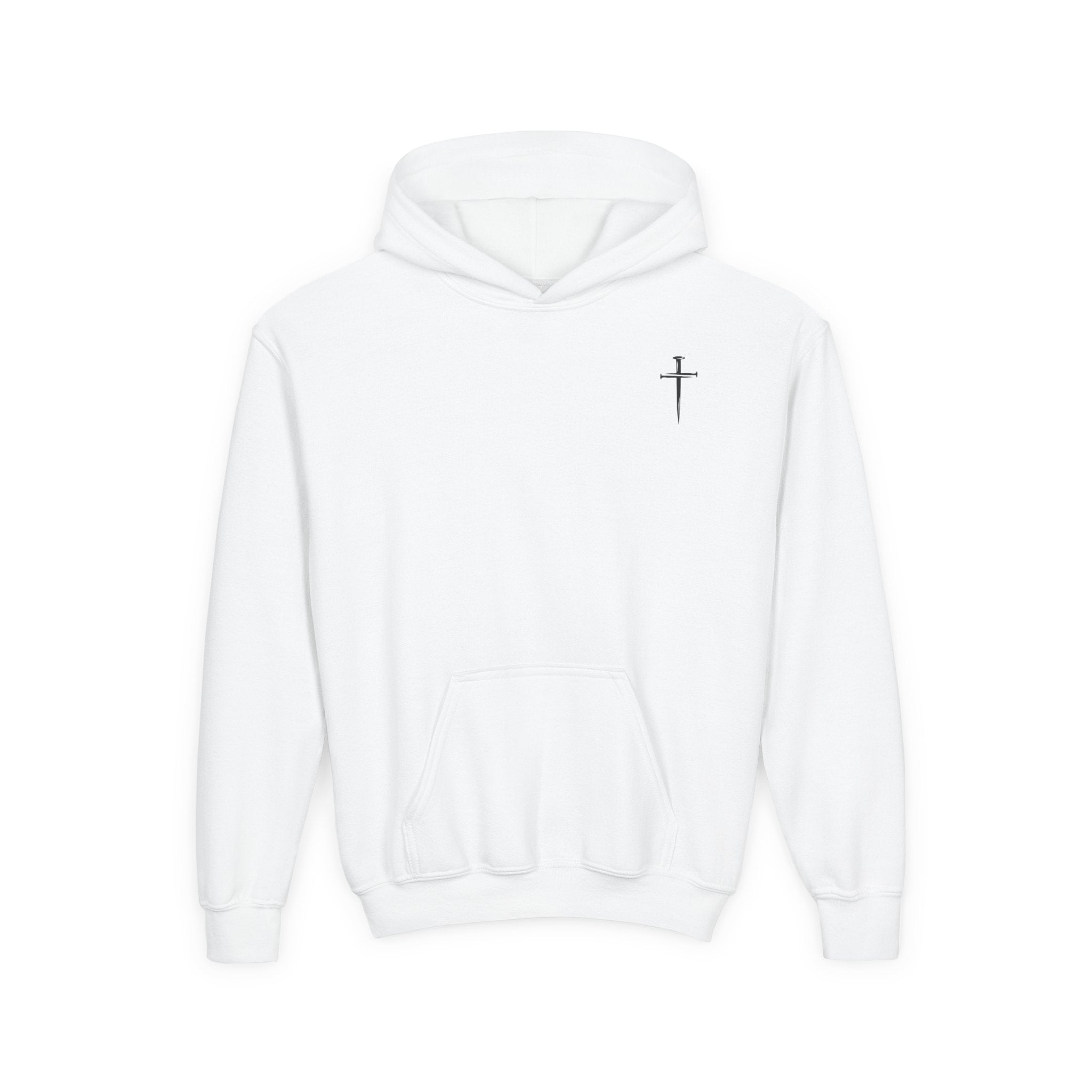 Youth Hoodie - "Jesus Has My Back" Cross Faith Graphic
