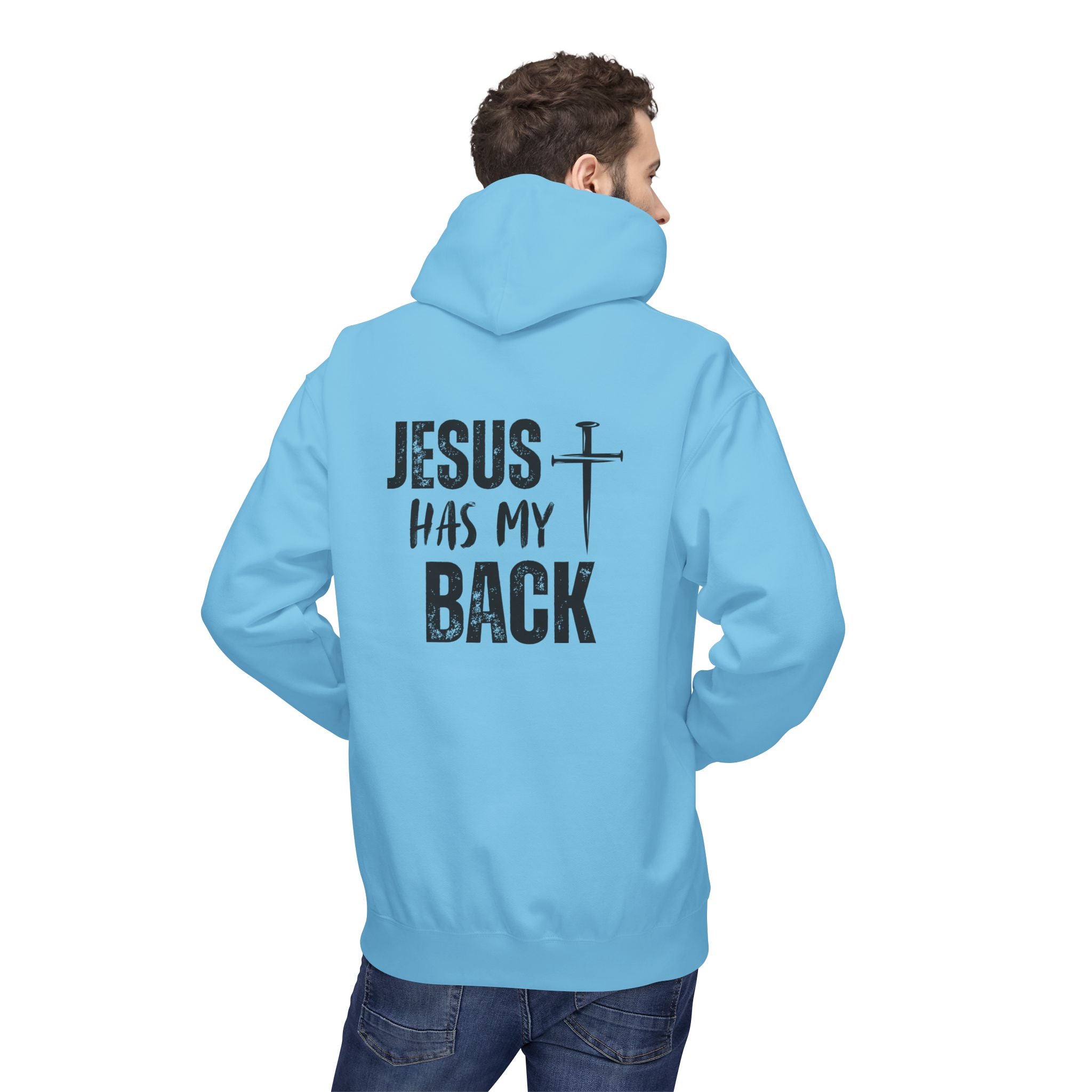 Jesus Has My Back Midweight Softstyle Fleece Hoodie