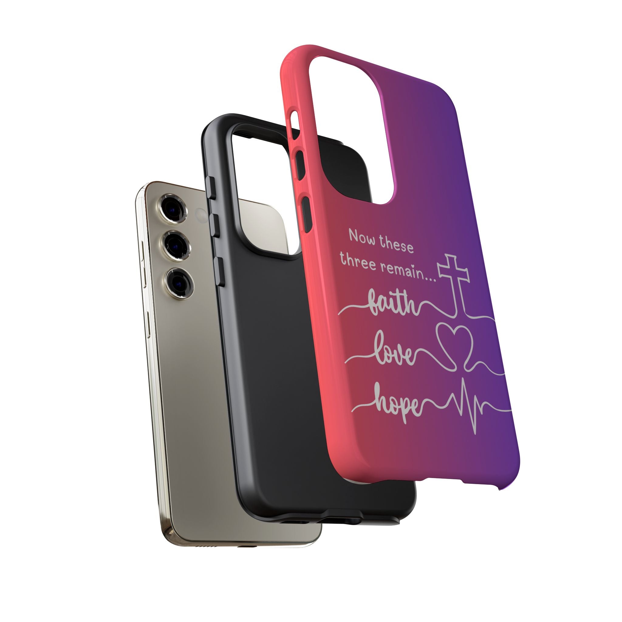 Samsung Faith, Love & Hope Gradient Phone Case — 'Now These Three Remain' Christian Protective Case