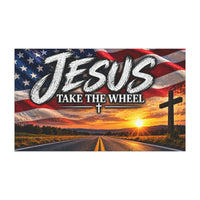 Jesus Take the Wheel – Patriotic Highway Christian Car Magnet