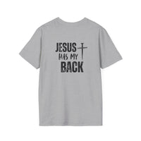 Back design - Jesus Has My Back T-Shirt — Christian Faith Cross Tee