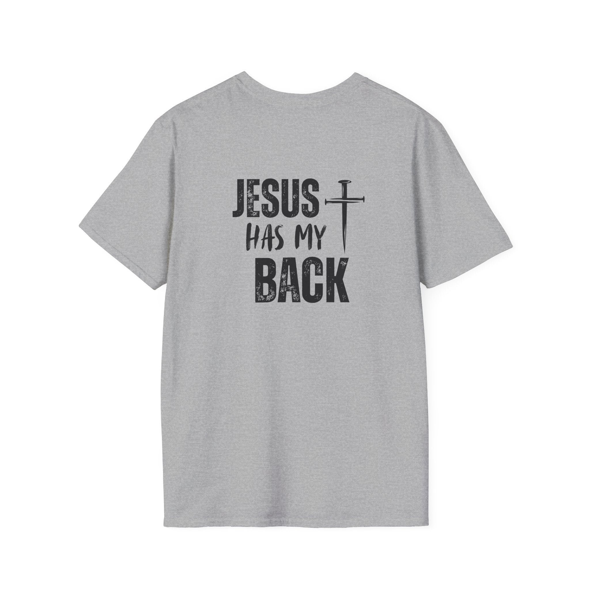 Back design - Jesus Has My Back T-Shirt — Christian Faith Cross Tee