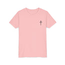 Back design - Youth Tee - "Jesus Has My Back" Cross Christian Graphic Shirt