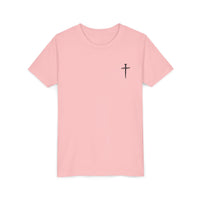Back design - Youth Tee - "Jesus Has My Back" Cross Christian Graphic Shirt
