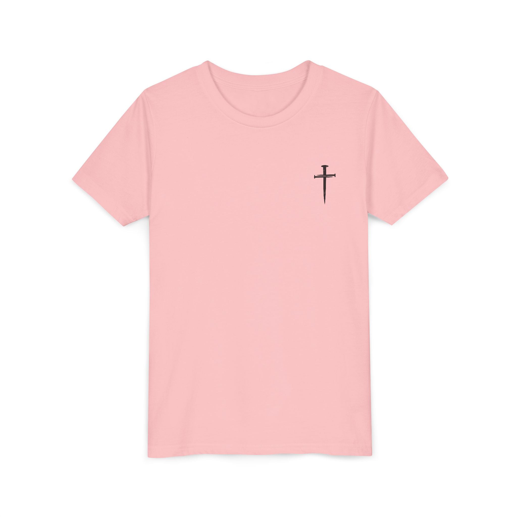 Back design - Youth Tee - "Jesus Has My Back" Cross Christian Graphic Shirt