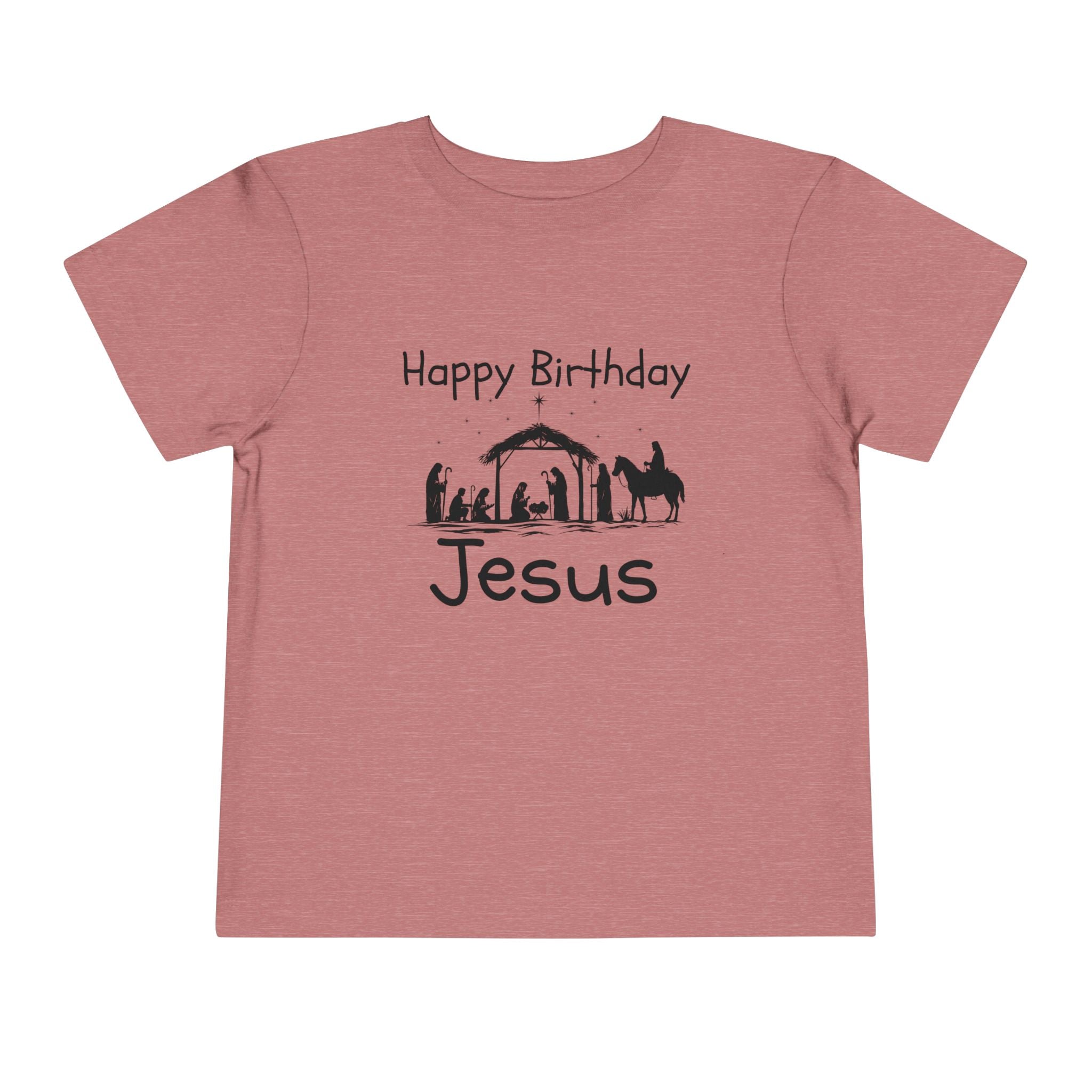 Happy Birthday Jesus Christian Christmas Shirt for Toddlers Short Sleeve Tee Christian Toddler Christmas Shirt