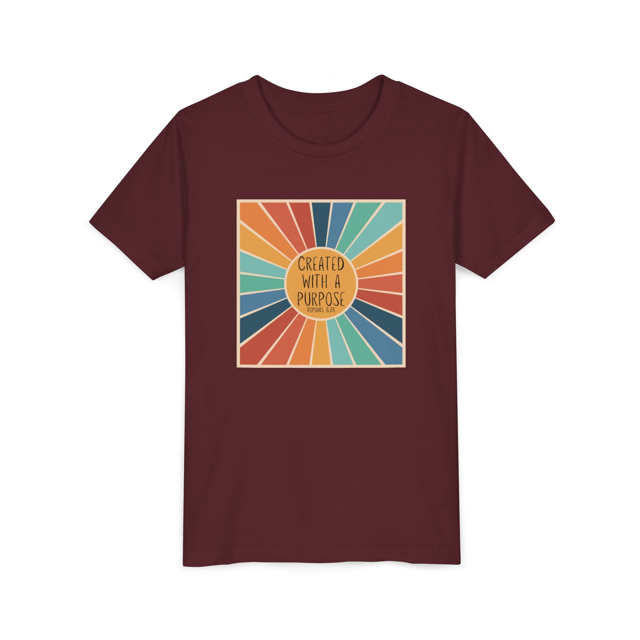 Youth Tee — 'Created With A Purpose' Retro Sunburst Kids T-Shirt