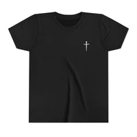 Back design - Youth Tee - "Jesus Has My Back" Cross Christian Graphic Shirt