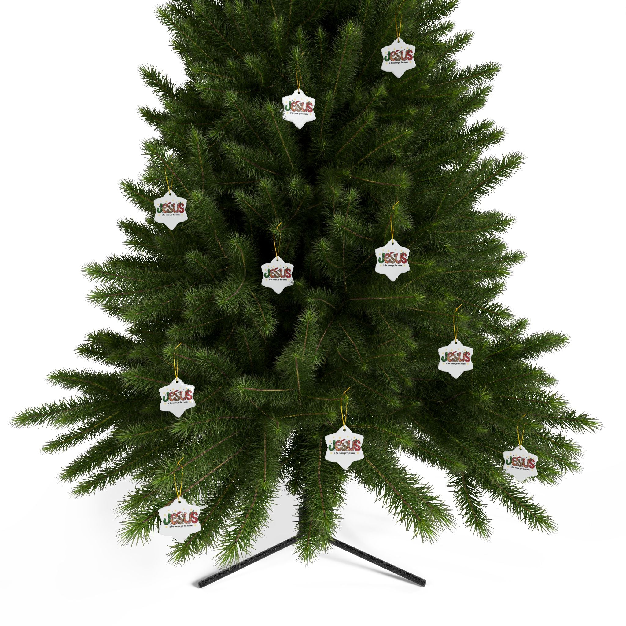 Ceramic Ornament — "Jesus Is The Reason For The Season" Nativity Christmas Tree Decoration