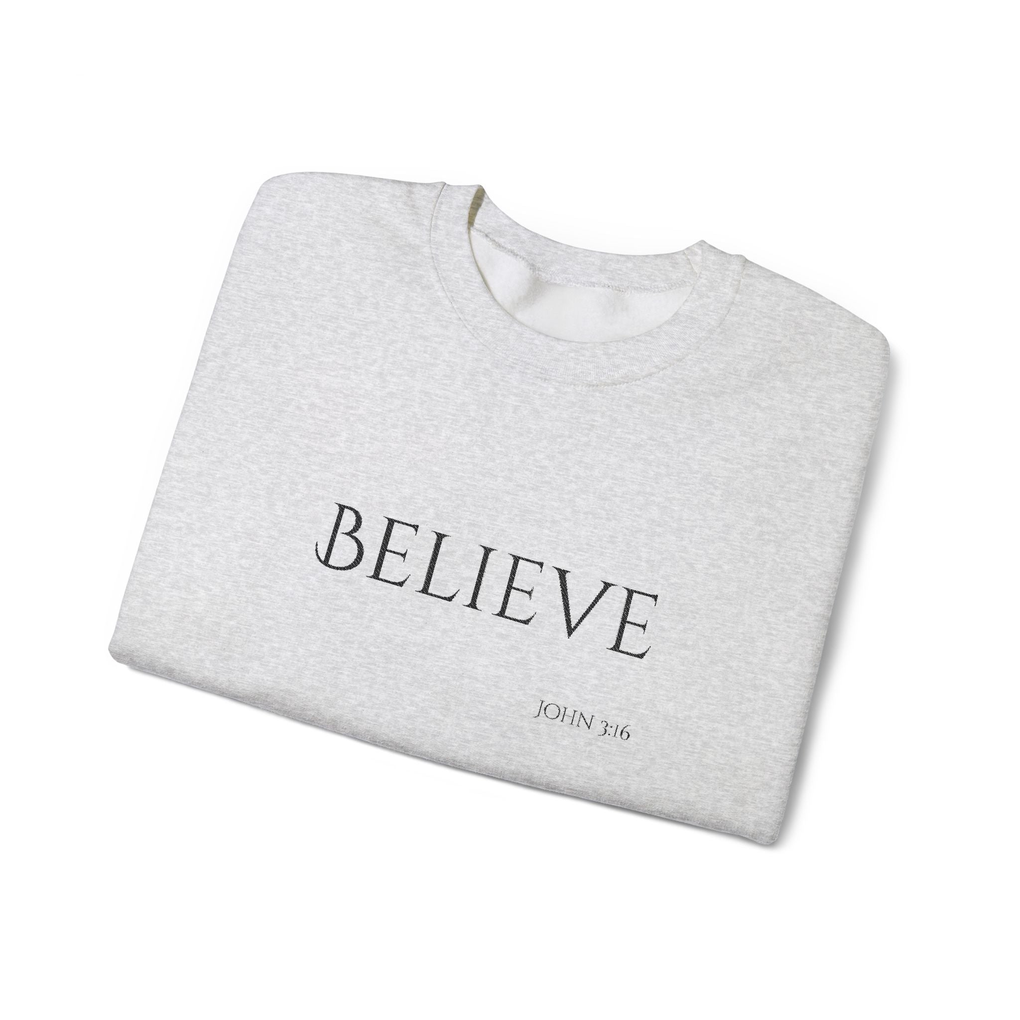 Embroidered Believe John 3:16 Unisex Heavy Blend Crewneck Sweatshirt