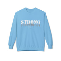 Strong & Courageous Crewneck Sweatshirt — Jeremiah 1:9 Inspirational Christian Pullover