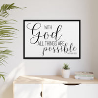 Matte Canvas Framed Print — "With God All Things Are Possible" Inspirational Wall Art