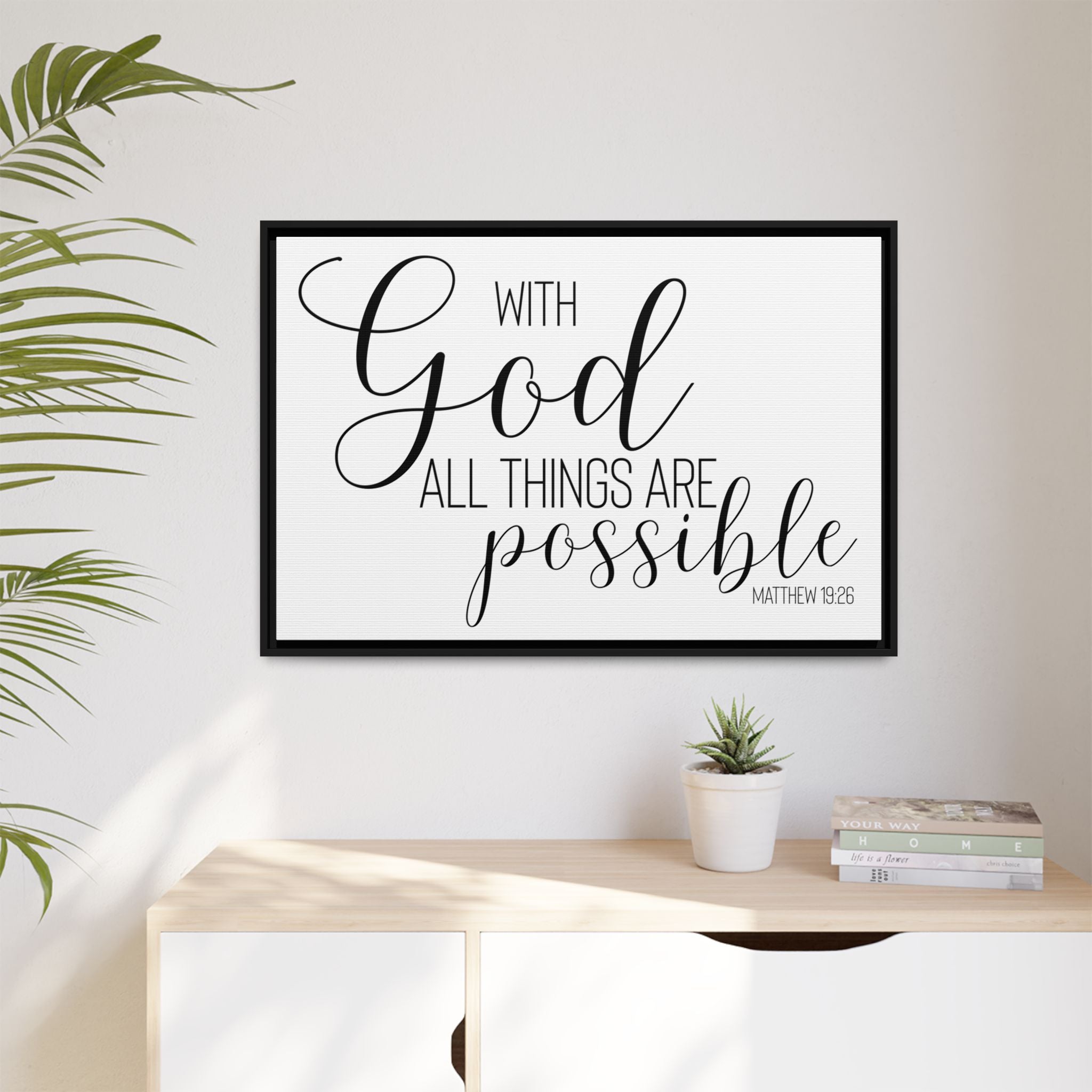 Matte Canvas Framed Print — "With God All Things Are Possible" Inspirational Wall Art