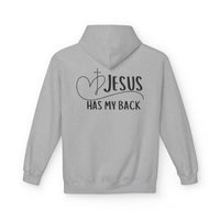 Jesus Has My Back Fleece Hoodie, Cozy Unisex Sweatshirt, Faith-Based Apparel, Perfect Gift for Christians