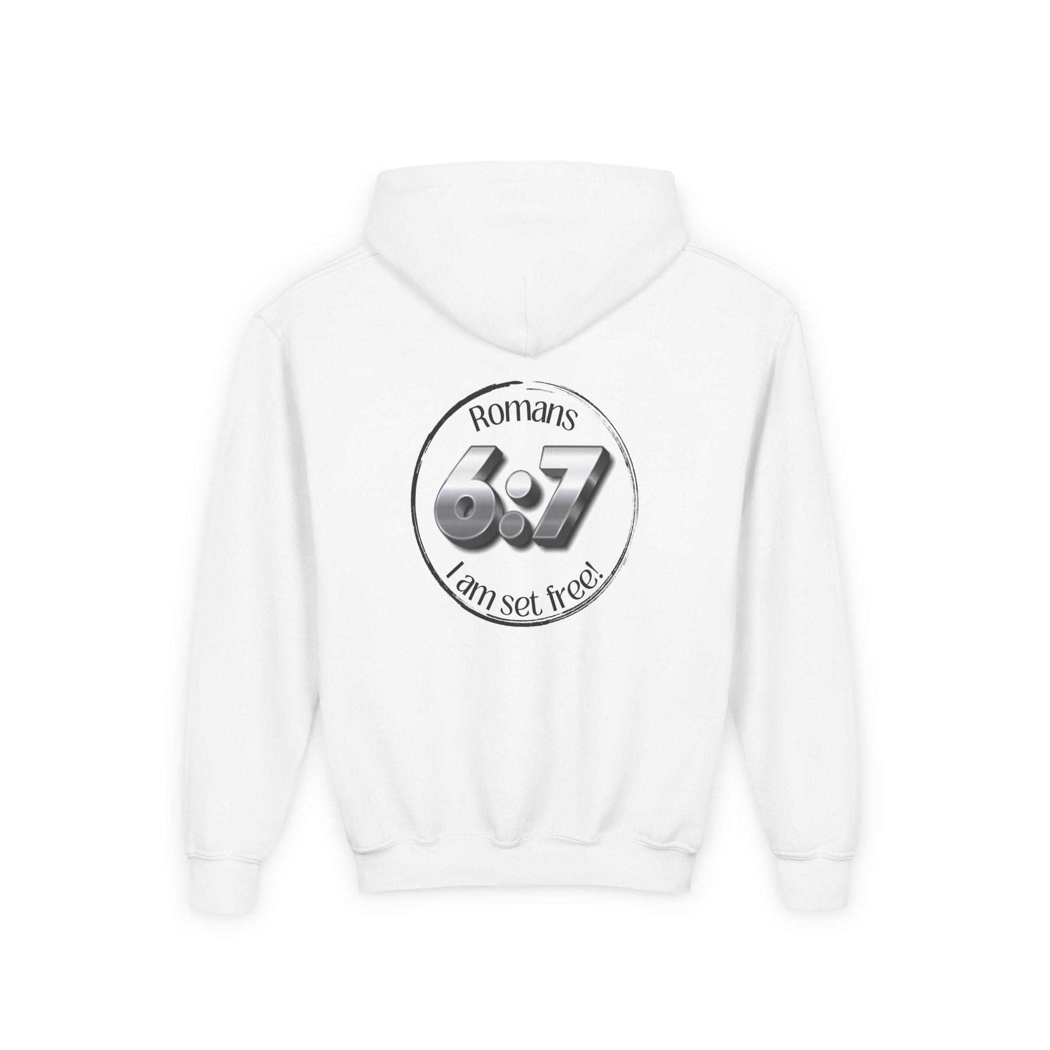 Youth Hoodie - Romans 6:7 'I Am Set Free' Christian Cross Sweatshirt Christian Hoodie for Boys