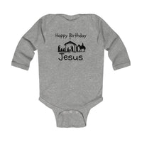 Infant Bodysuit - "Happy Birthday Jesus" Nativity Baby Onesie (Long Sleeve)