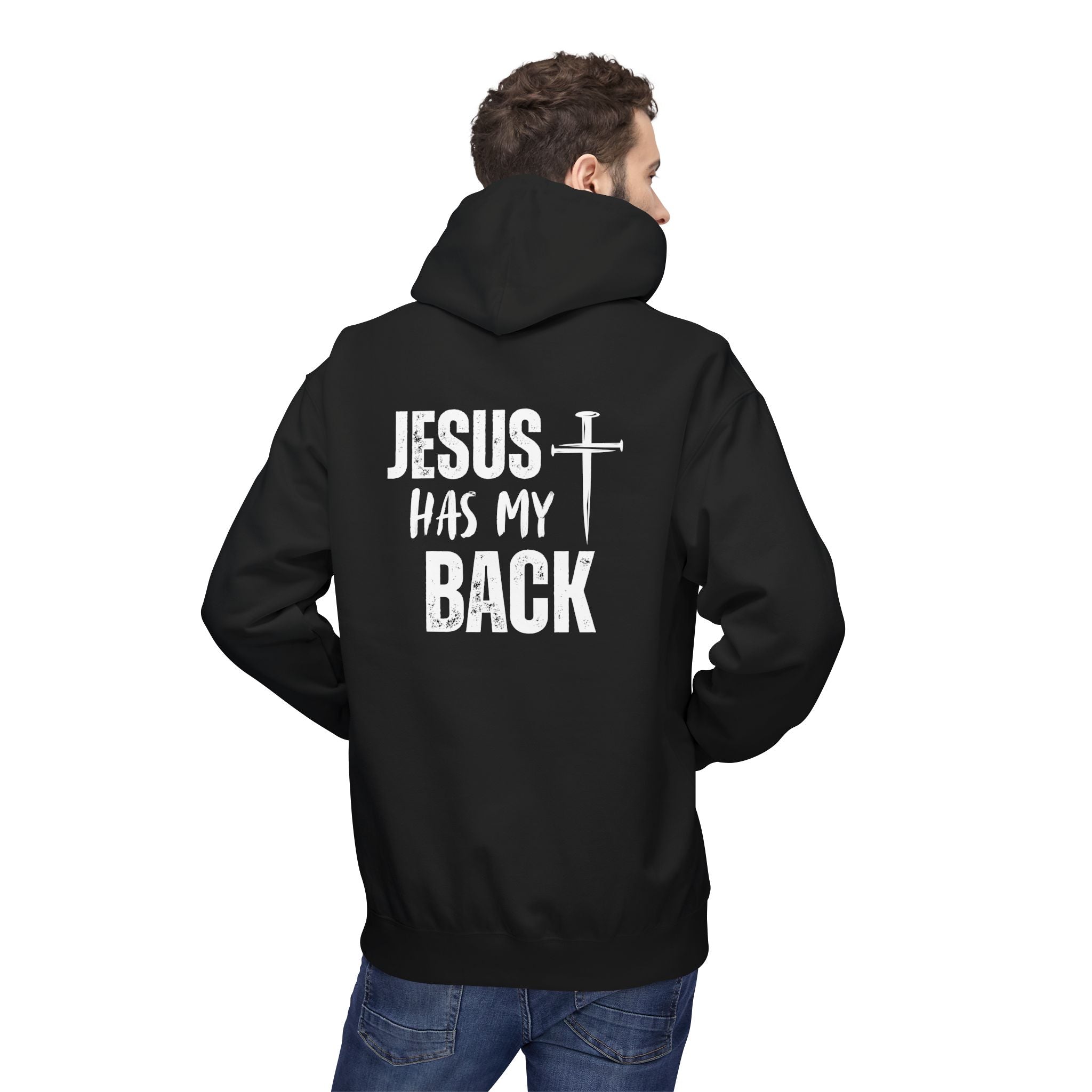 Jesus Has My Back Midweight Softstyle Fleece Hoodie