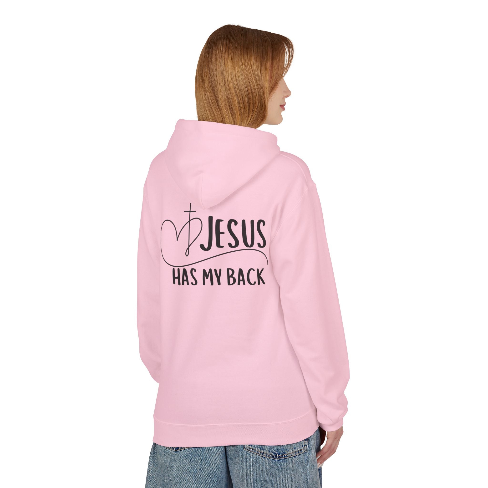 Jesus Has My Back Fleece Hoodie, Cozy Unisex Sweatshirt, Faith-Based Apparel, Perfect Gift for Christians