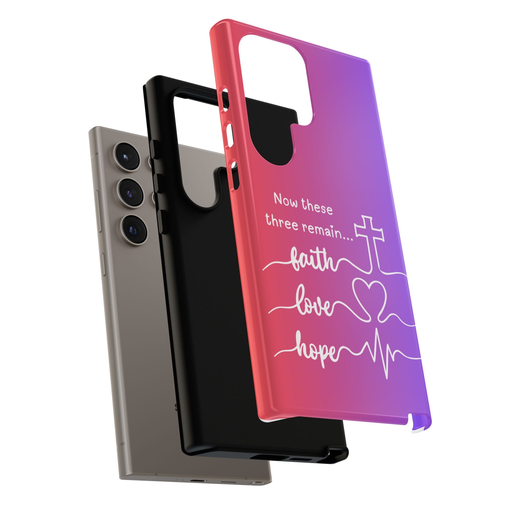 Samsung Faith, Love & Hope Gradient Phone Case — 'Now These Three Remain' Christian Protective Case