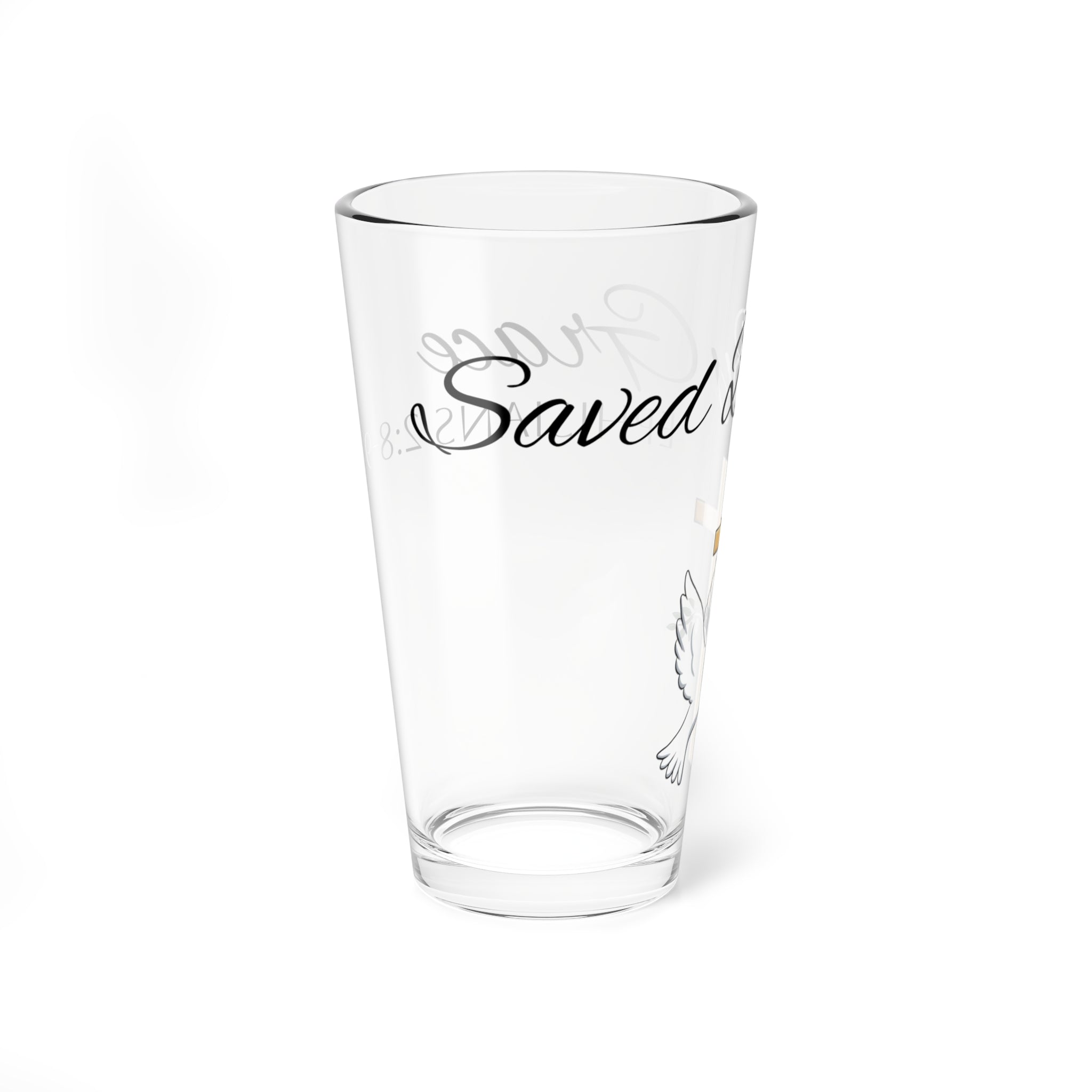 Saved By Grace Bible Verse Water Glass - Christian Gifts for Women Men - Faith Based Gifts