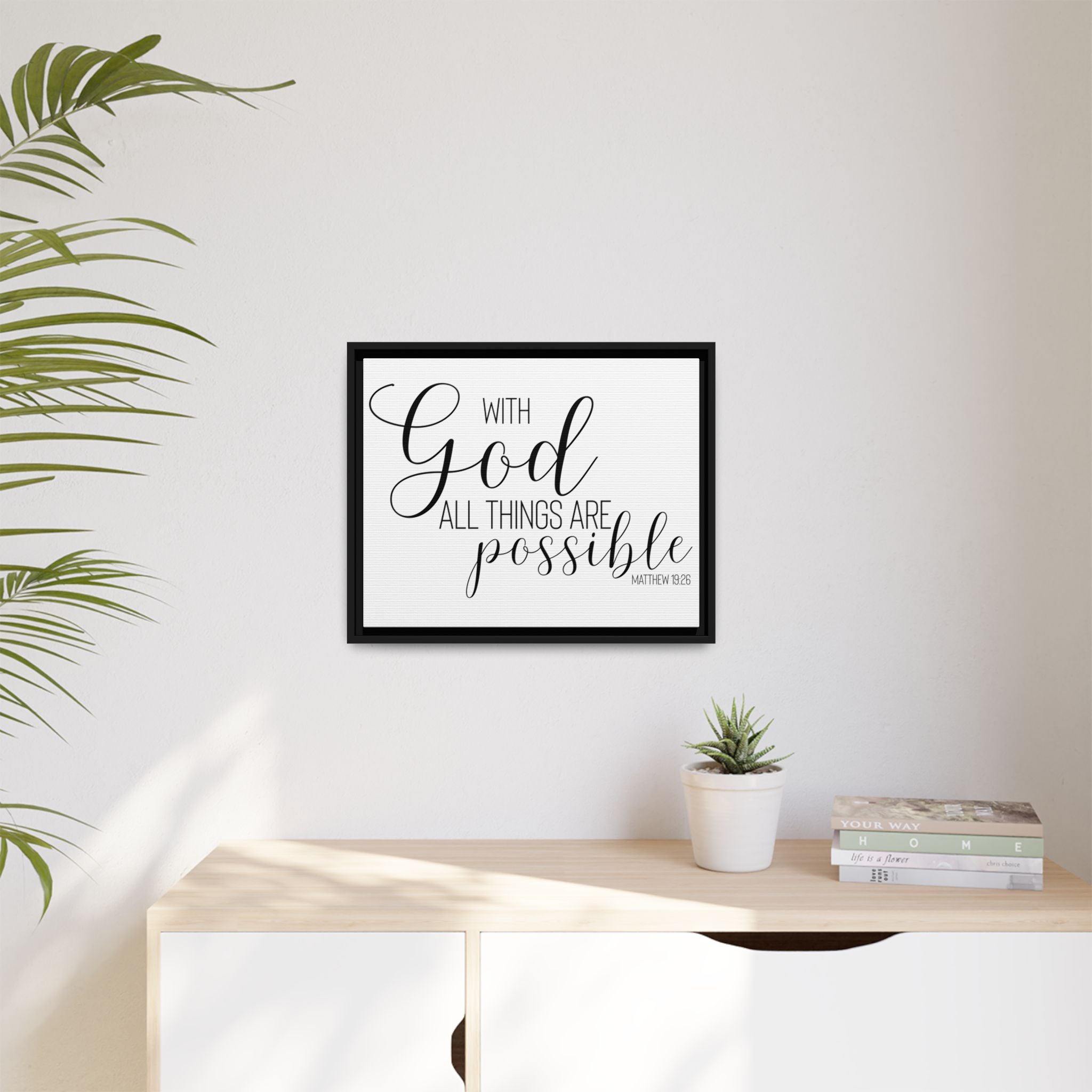 Matte Canvas Framed Print — "With God All Things Are Possible" Inspirational Wall Art