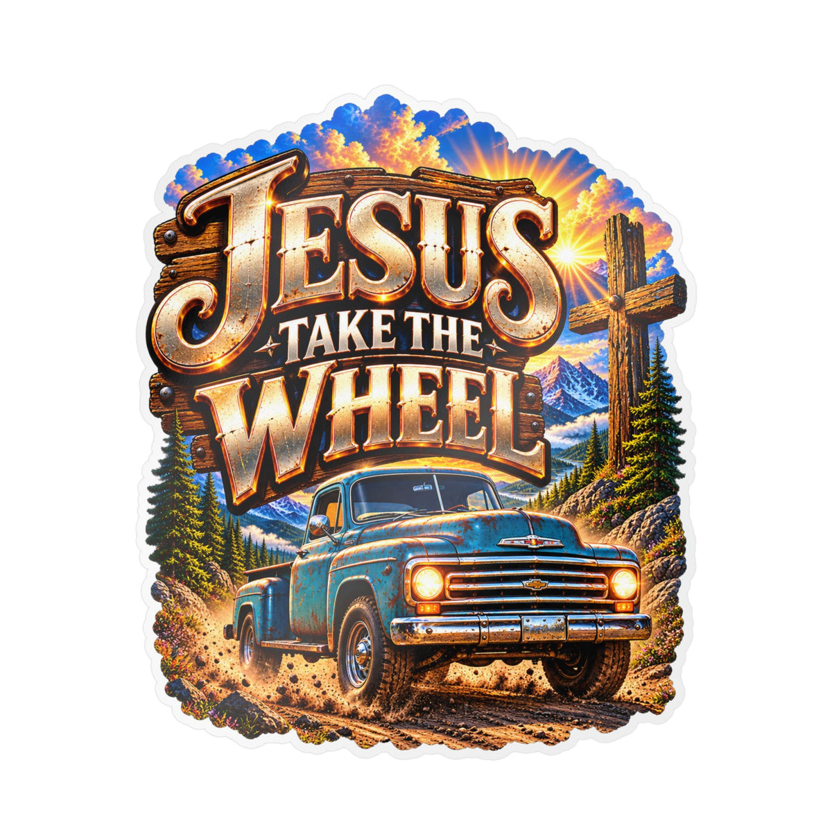 Jesus Take the Wheel – Vintage Truck Christian Vinyl Sticker